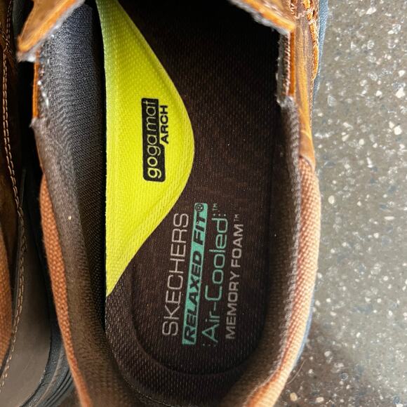 Skechers Goga Mat Arch Slip-Ins Shoes Men 11 Brown Leather Upper Memory Foam main image 6